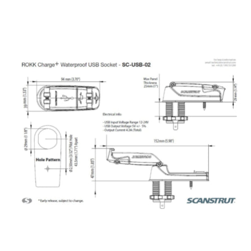 Scanstruct ROKK CHARGE+ rapid charge waterproof USB socket