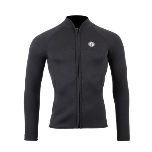 Mens Heritage 3mm Full Zip Long Sleeve Wetsuit Jacket (Black)