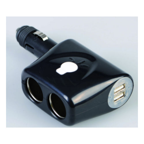 Talamax 12V Twin Socket Adapter + 2 Usb