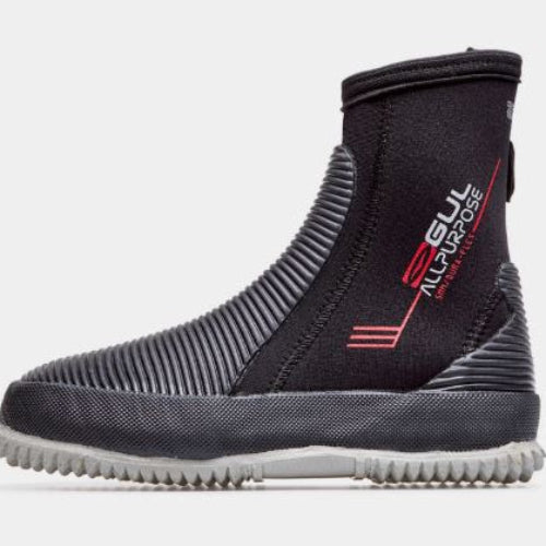 Black and gray diving boot with brand logo on a white background