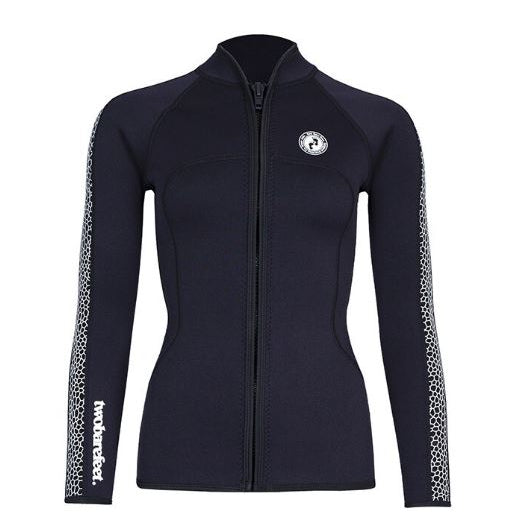 Front view of Women’s Silicone Print 2.5mm Wetsuit Jacket with full zip closure and super-stretch side panels