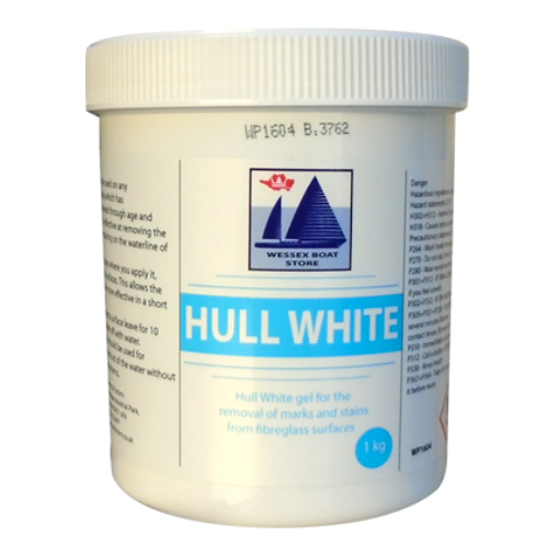 This 500g of Hull White is a chemical based marine product in a gel form that removes tough stains from fiberglass surafces.
Comes in a tub with a screwtop lid. can be painted on and then washed off after a few minutes.