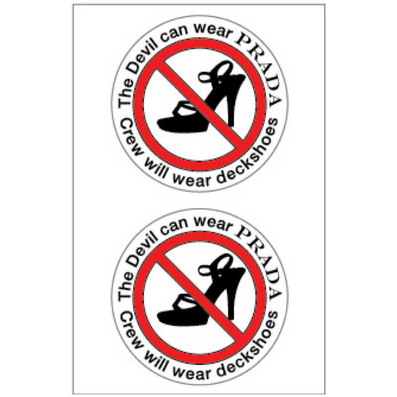 Yachtmail Marine Safety Sticker - Devil Wears Prada No Heels