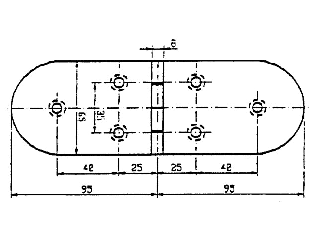 Stainless Steel AISI 316 Hinge 190 x 65mm (90 degrees)