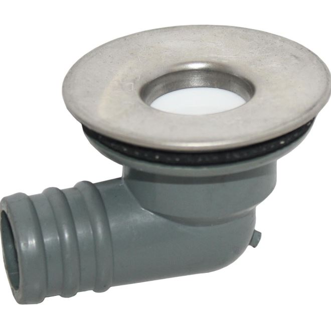 AG Stainless Steel Top Sink Waste with Right-Angle 3/4" Hose Connection