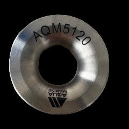 Aquamarine titanium low friction ring with 20mm bore for lightweight, corrosion-resistant sailing rigging.