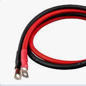 Black and red battery cables on a white background