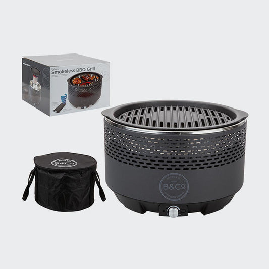 Expertly crafted for the ultimate in convenience, the B&CO SMOKELESS BBQ AND GRILL is the perfect addition to any outdoor gathering or adventure. Sporting a five minute setup time and a portable, smokeless design, this grilling powerhouse allows you to enjoy the flavor of classic charcoal barbecuing without the wait. Boasting an 85% reduction in charcoal use and the option for USB or battery-powered airflow, this grill is a must-have for anyone on the go. Plus, with the ability to operate on either batterie