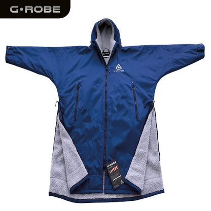 G.ROBE – versatile outdoor changing robe with 100% recycled waterproof outer layer and dual side zips. Keeps you warm, dry, and comfortable for surfing or open-water swimming.