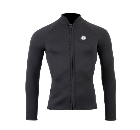 Mens Heritage 3mm Full Zip Long Sleeve Wetsuit Jacket (Black)