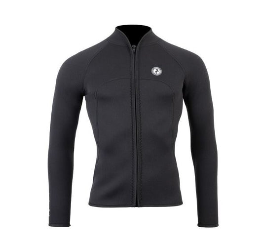 Mens Heritage 3mm Full Zip Long Sleeve Wetsuit Jacket (Black)