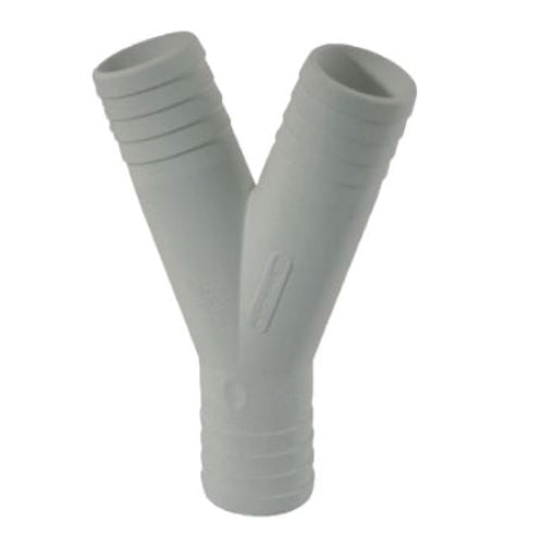 A gray plastic hose 'Y' connector with three hose barbs.