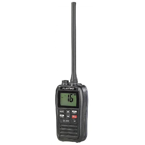 The Plastimo Marine handheld VHF radio is designed for top-notch performance, with its waterproof and floating design and impressive transmission and reception capabilities. With 3 W power output, a long 13-hour runtime, and a 1750 mA Li-ion battery, it provides reliable communication in any situation. Its dual and triple watch, weather function, and water draining function make it a versatile choice for any marine adventure. Plus, its large LCD display and user-friendly backlit keys make it easy to use. It