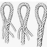 Three twisted rope designs in black line art on a white background