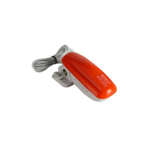 An orange SEAFLO bilge pump float switch with a white cable.