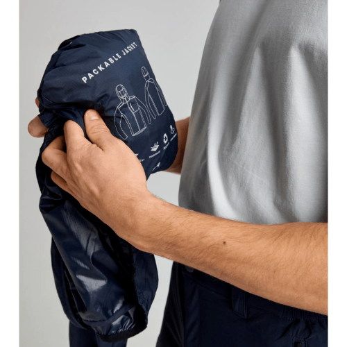 SLAM ACT Packlite Jacket – ultra-light windbreaker with elasticated cuffs, hem, and reflective logo for visibility.