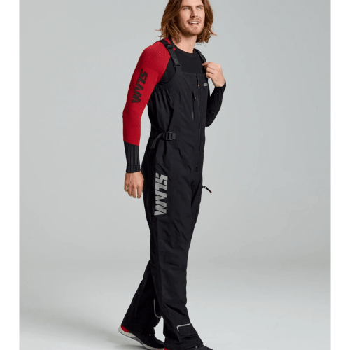 SLAM Pro Coastal Bibs – waterproof, breathable, windproof sailing bibs with reinforced knees and seat, ergonomic design, YKK zippers, and adjustable hem