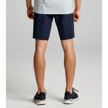 SLAM Tech Cargo Short Navy – flexible, durable sailing shorts with ripstop reinforcement, water- and salt-resistant zippers, and easy-care fabric.