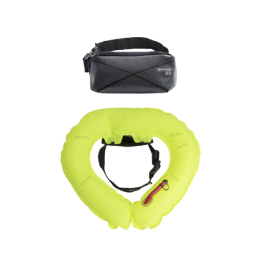 Designed for a range of watersports, the ALTO is a lightweight, compact, inflatable flotation device worn around the waist. Simple, discrete easy to use emergency inflation.
Manually operated, the inflatable tube is released from the waist pack and then supports the user under the arms and around the chest. ALTO offers users such as SUP, fishermen and boaters, a simple and easy to use inflatable pack that feels invisible when worn.
• Large 75N of emergency buoyancy
• Compact and lightweight adjustable wai