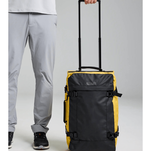 Travel-friendly SLAM CABIN TROLLEY with front pocket, compression straps, and cabin-sized 54x32x23 cm design.