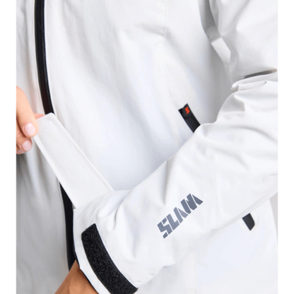 Women’s sailing jacket – SLAM Crew Warm Hooded Jacket Off White with eco-friendly water repellency, windproof design, and discreet storage.