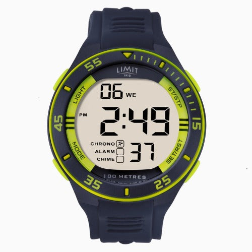 Limit Men's Watch | Navy Case & Silicone Strap with Multicoloured Dial