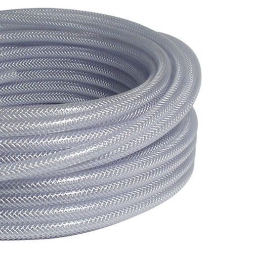 This transparent PVC hose is strengthened with durable polyester fibres and is resistant to toxins, abrasion, ozone, and inclement weather.