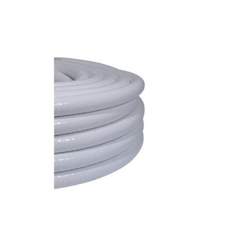 This white plasticised PVC is both strong and highly flexible, featuring a shock-resistant Galvanised steel spiral wire.