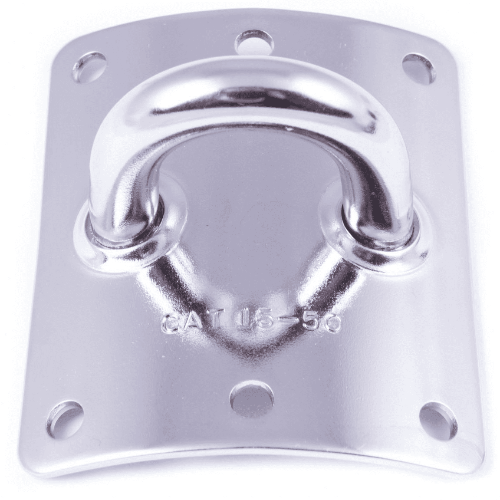 A silver stainless steel fixed mast plate with a smooth finish and no visible branding.