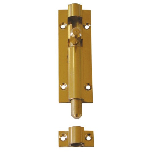 Straight Barrel Bolt Lock - Polished Brass - 3 Inches