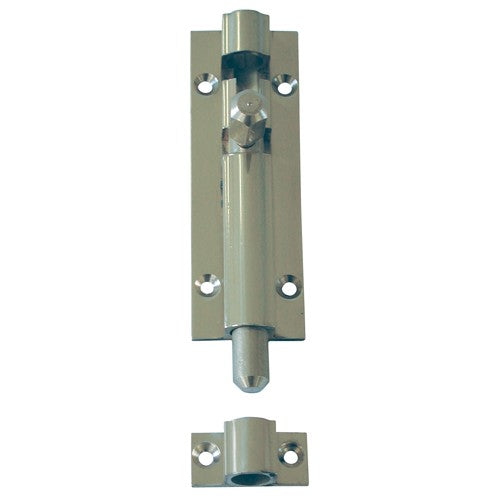 Straight Barrel Bolt Lock - Chromed Brass - 3 Inches