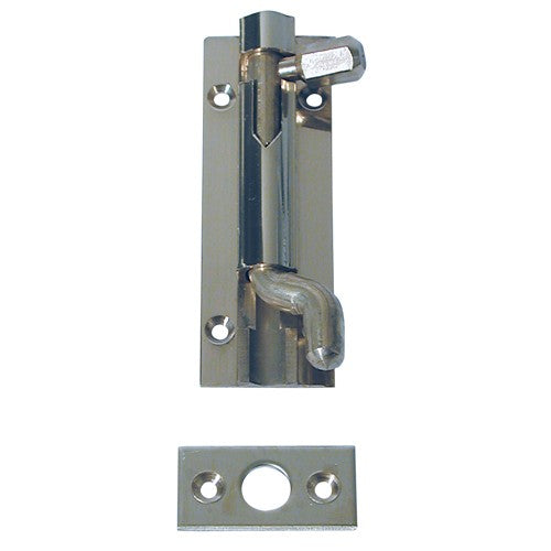 Necked Barrel Bolt Lock - Chromed Brass- 3 Inches