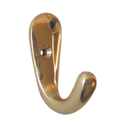 Single Polished Brass Robe Hook