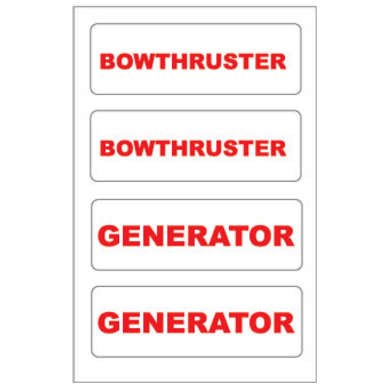 Yachtmail Marine Safety Sticker - Generator / Bowthruster