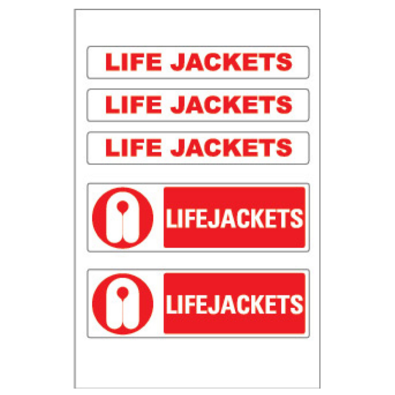 Yachtmail Marine Safety Sticker - Lifejackets and Wording