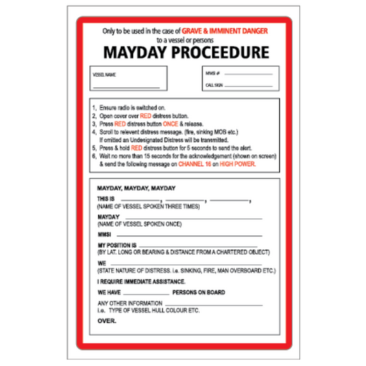 Yachtmail Marine Safety Sticker - Mayday Procedure