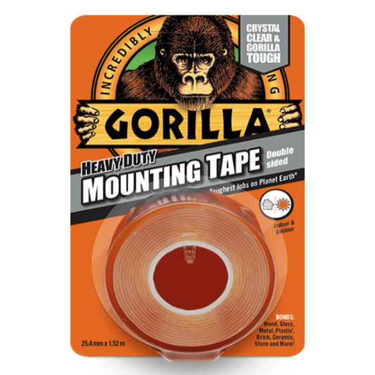 25.4mm x 1.52m Gorilla Double-Sided Clear Mounting Tape - Gorilla Tough on a Roll!