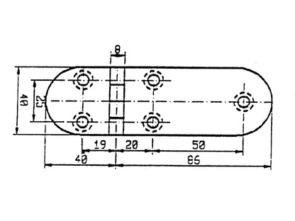 Stainless Steel AISI 316 Hinge1 126 x 40 mm (180 degrees)