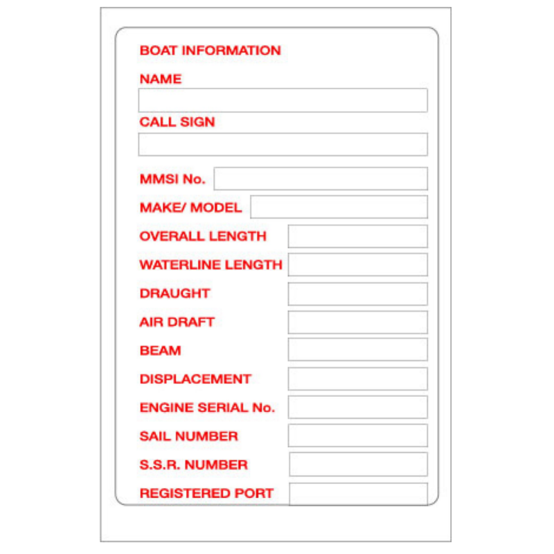 Yachtmail Marine Safety Sticker - Information